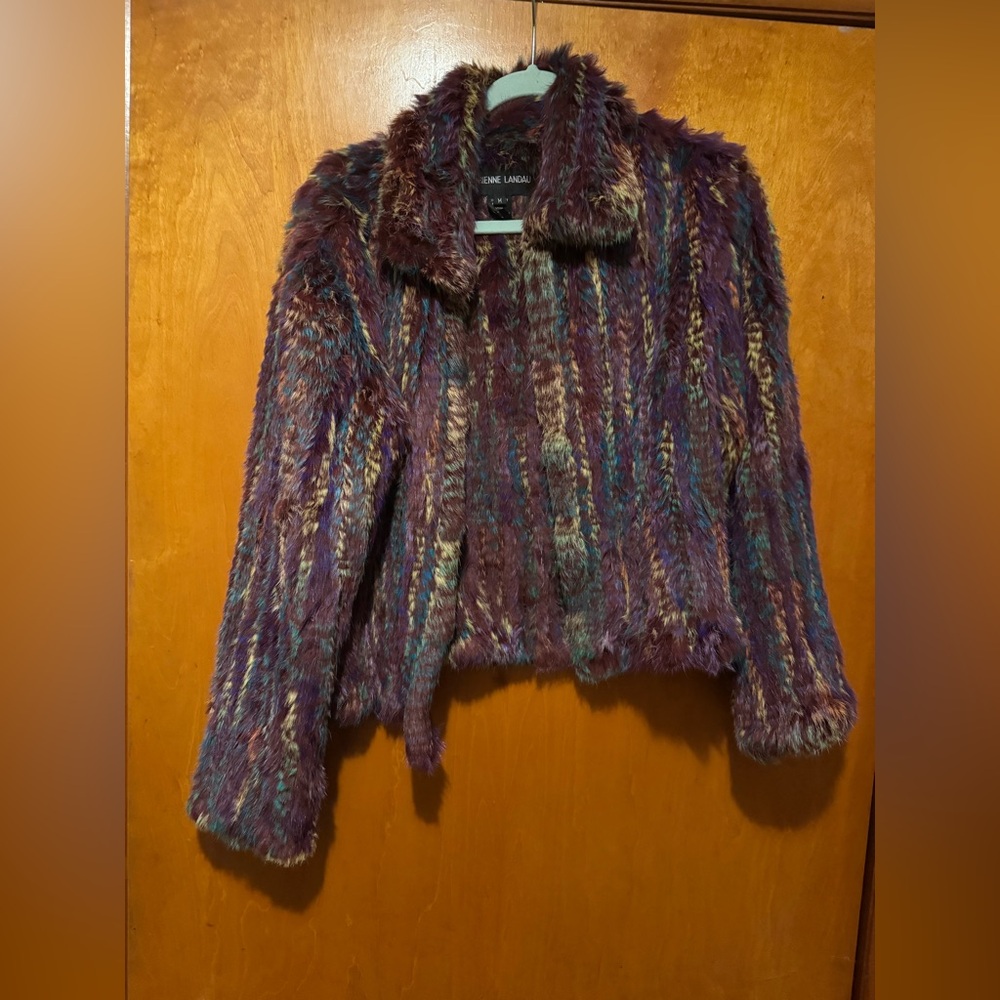 Excellent used condition Adrienne Landau Rabbit Fur Coat. 100% rabbit fur